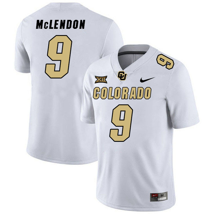 Colorado Buffaloes #9 Derrick McLendon Big 12 Conference College Football Jerseys Stitched Sale-White